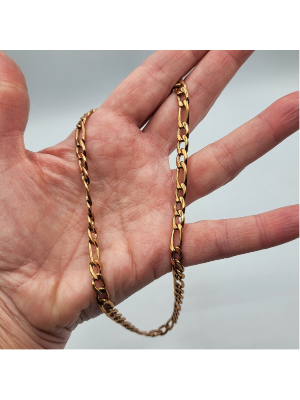Women's 15" Rose Gold Tone Stainless Steel Figaro Chain Necklace–6mm Choker–NWOT